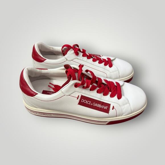 Dolce & Gabbana Men’s Sneakers White Red Size 8 (Made in Italy) - Picture 3 of 10